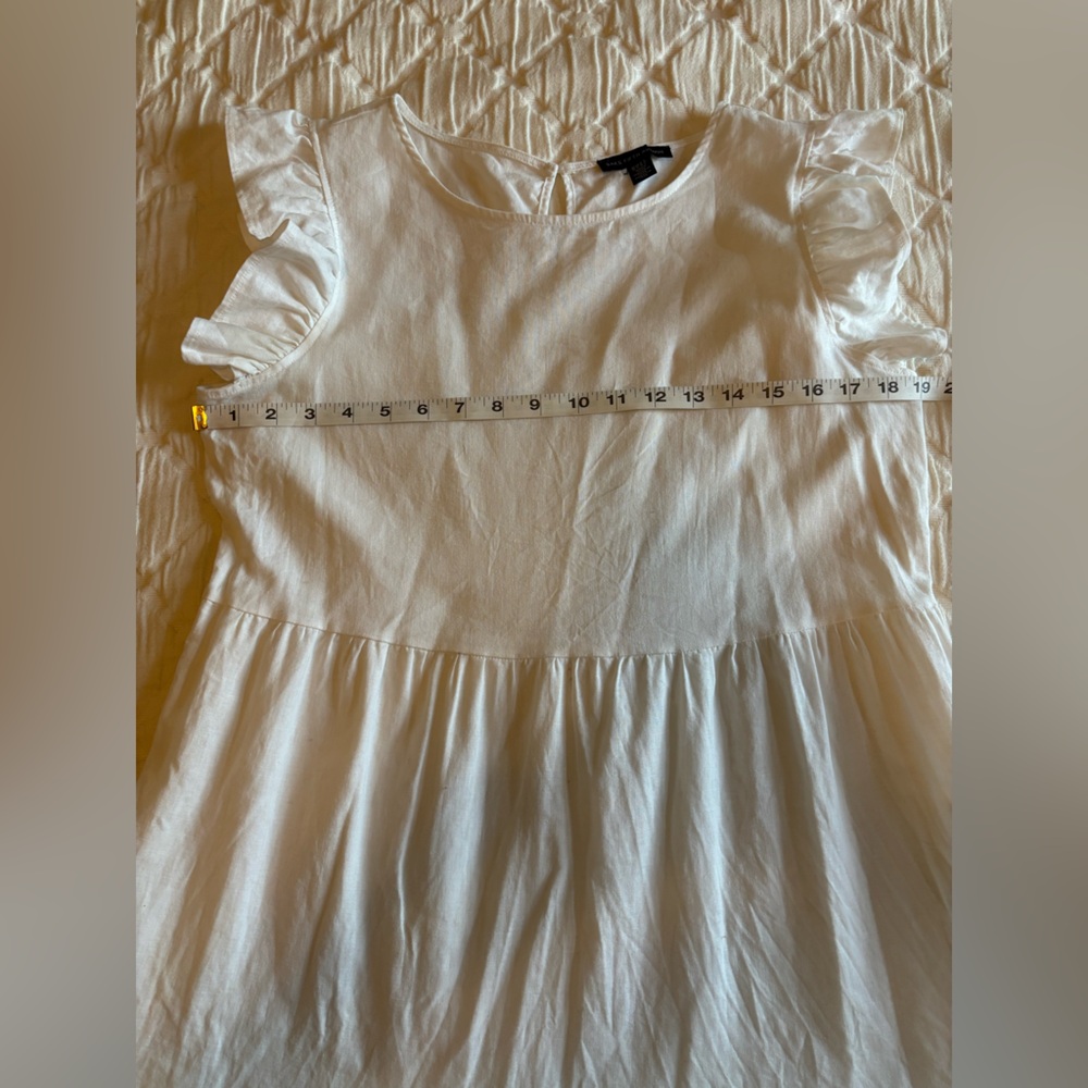 Women M Saks Fifth Avenue Tiered Sun Flounce Peasant Boho Dress Linen Cotton - Picture 7 of 8